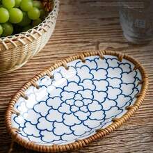 1 件 7.8 英寸陶瓷编织拼布桌面储物托盘，家用瓷器茶、小吃和装饰拼盘，适合酒店和家庭使用 - 白色 - 查看 11