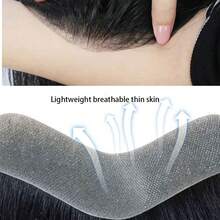 Men Forehead Hairline Toupee Human Hair Skin PU Man Hairpieces Frontal Hair Topper For Receding Natural Hairline Replacement Systems (Black Color) - Natural Black - 查看 6