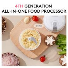 EASYSPEED Electric Garlic Chopper 1 Cup, 10.25Oz Mini USB Charging Wireless Food Processor With 304 Stainless Steel Blades, Portable Kitchen Meat Grinder For Onion, Garlic, Ginger, Chili, Almonds, Nut - 白色 - 查看 9