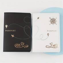 2PCS Compass Mr Mrs PU Leather Lovers Passport Cover Passport Case Passport Holder Passport Wallet Card Holder Crown Graphic Lightweight Fashion Travel Accessories For Flight For Women Or Men Gift For Couples Travel Essential Holiday Vacation Passport Holder For Women - Multicolor - View 9