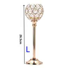 Crystal Metal Tealight Candlestick, Bling Bowl Candelabras, Tall Crystal Votive Candle Holders Elegant Crystal Candle Centerpiece For Dining Table Wedding Decor (Set Of 3, Gold)