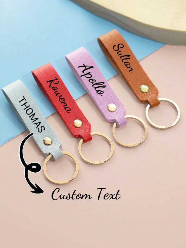 1pc Personalized Custom PU Leather Keychain, Business Gift Leather Keychain For Men And Women, Car Keychain, Waist Wallet Keychain, Bag Pendant Letter Portable,Multifunction,Functional,Practical,All-Purpose Fashion,Colorful,Vintage,Contracted,Unisex,Preppy,Sports,Leisure,Business Casual Custom,Unique,Customized Finds,Winter Fashion,Christmas/Holiday Gift,Bag Accessories/Bag Charm,Keychain/Keyring/Keyring Ornament For Birthdays,For Christmas,For Fall/Autumn