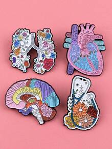 Insignia de esmalte con diseño de cerebro y corazón, broche de mujer, insignia de hombro con órgano corporal masculino, accesorio de joyería de moda, regalo, insignia de pecho de aleación para médicos, accesorios escolares y de oficina, camisas, chaquetas, Navidad, Halloween