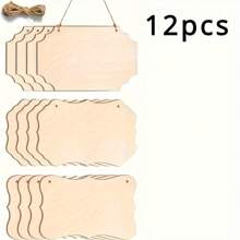12pcs Blank Irregular Shaped Wooden Planks, Handmade Hanging Wood Tags For Classroom, Woodcrafting, Painting, Writing, Room Decor
