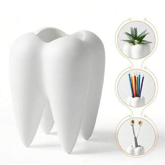 1 pezzo Piccolo secchio in ceramica per decorazioni dentali, accessori per lo stoccaggio di piccoli strumenti sulla scrivania, portapenne, porta cosmetici, portaspazzolino da denti, vaso o fioriera, adatto per piante grasse e erbacee, decorazione per casa, soggiorno, camera da letto, scrivania in ufficio, regalo per dentisti