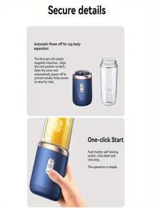 1 pieza Licuadora/Exprimidor portátil 2 en 1 con diseño de doble vaso, cuchillas de acero inoxidable, recargable por USB, fácil de limpiar para hacer smoothies, cubitos de hielo, uso en cocina y exterior, regalo perfecto para el Día de San Valentín y Día de la Madre | Diseño moderno y elegante | Plástico ABS grado alimentario