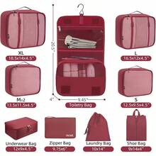 6/8/10 Set Packing Cubes For Travel Luggage Organizer - 10-burgundy - View 2