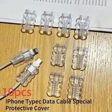 1件/5件/10件苹果充电线保护套[安卓USB+Type-C线保护套]，防缠绕线缆管理充电器配件，手机配件 - 無色 - 查看 20