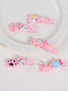 Sanrio Sanrio 2pcs/5pcs Kuromi Hello Kitty Melody Hair Clip Set, Cute Cartoon Alligator Clips & Sweet Hair Tie Rope For Girls' Daily/Bathroom/Summer Use & Role Playing Performance, Cute Cartoon Hair Accessories Claw Clips Hair Slide Hair Barrettes