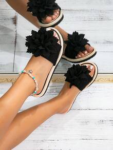 Fashionable Women Linen Rope Slippers, Lightweight & Elegant Floral Sandals, New Rainbow Sunflower Beach Flip Flops, Minimalist Bohemian-Style Thong Sandals