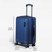 商务简约行李箱轻便耐用手提行李箱，可登机和托运行李箱，适用于学校、学校配件和学校用品 - 藏蓝色 - 查看 6