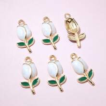 20pcs 21x10mm Enamel Rose Flower Charms Pendant Alloy Metal Cute Flowers DIY Jewelry Making Accessories For Necklace Earrings