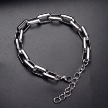 1pc Oversized Industrial Style Titanium Steel Cuban Link Bracelet For Men And Women, Adjustable Unisex Hip Hop Bracelet