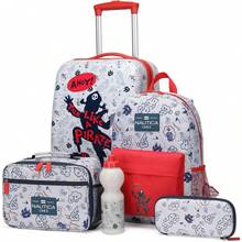 Maleta de viaje NAUTICA para niños - Maleta rígida de mano de 18" aprobada por aerolíneas con ruedas (Ataque de tiburón) - Pirata Ahoy | Set escolar de 5 piezas - Ver 1
