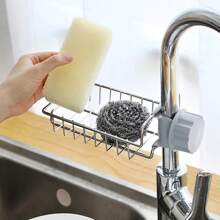 Over Sink Kitchen Organizer – Stainless Steel No Drill Faucet Shelf For Sponges, Soap & Dishwashing Supplies