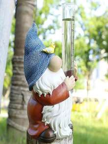 1 件花园湾雕像，带玻璃雨量计替换管，庭院围栏草坪露台装饰，圣诞装饰 - 藍白色 - 查看 4