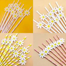 20/40 根雏菊纸吸管，粉色/黄色/紫色/白色，花形吸管 - 优质牛皮纸，粉色色调，婚礼必备，适合夏威夷派对、家庭聚会、生日、派对用品和婚礼装饰。 - 彩色 - 查看 8