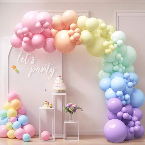 132pcs Vibrant Rainbow Balloon Arch & Garland Kit | Durable Balloon Material, Multipurpose Party Decoration - Ideal For Birthday, Wedding, Anniversary, Graduation, Gender Reveal, Summer Party, Family Gathering, Valentine's Day And More