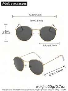 1pc Men's Casual Elegant Retro Round Frame Full-Rim Metal Fashion Fashion Glasses, Suitable For Outdoor Activities And Outfits - 彩色 - 查看 8