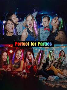 1/5/10 件 LED 发光仙女发饰编织发夹，夜光派对用品霓虹狂欢节配件假发，适合节日派对万圣节圣诞节生日