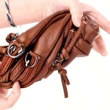 1PC Ladies' Shoulder Bag PU Soft Leather Texture Small Square Bag Simple Middle-Aged Mother Crossbody Bag