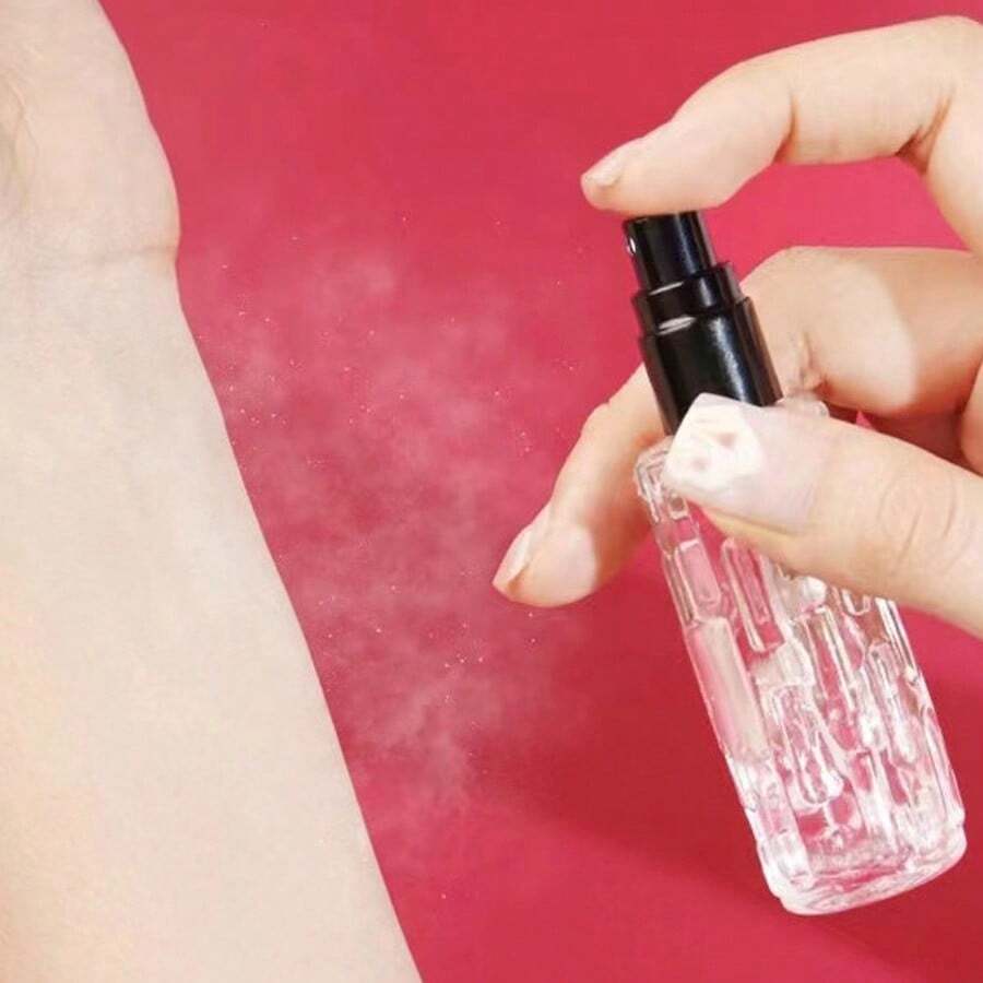 1 pieza Botella portátil de 10ml para descarga de perfume, Botella de aceite esencial de melón amargo de 10ml con tapa de aluminio, Botella de vidrio recargable para perfume, tónico, esencia, con Body rayado grueso, antideslizante y resistente, para perfume, tónico, aceite esencial, reutilizable, conveniente para transportar