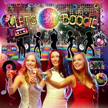 Disco Party Decorations Banner Disco Ball Hanging Swirls Disco Party Tablecloth For Back To 60s 70s 80s 90s Dance Party Retro Disco Party Supplies,9 Honeycomb Centerpiece,4 Hanging Swirl(3.6*5.9FT/110*180CM) - 彩色 - 查看 4