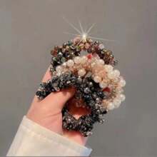 3pcs Fashionable Hair Accessories Set: Elegant Pearls & Crystals Hair Scrunchies, Multi-Functional Hair Styling Decorations, Simple Rhinestone Ponytail Holders
