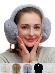 1 pièce Cache-oreilles d"hiver multicolore, protection auditive pliable, cache-oreilles en peluche chauds anti-gel, réchauffe-oreilles épais pour femmes