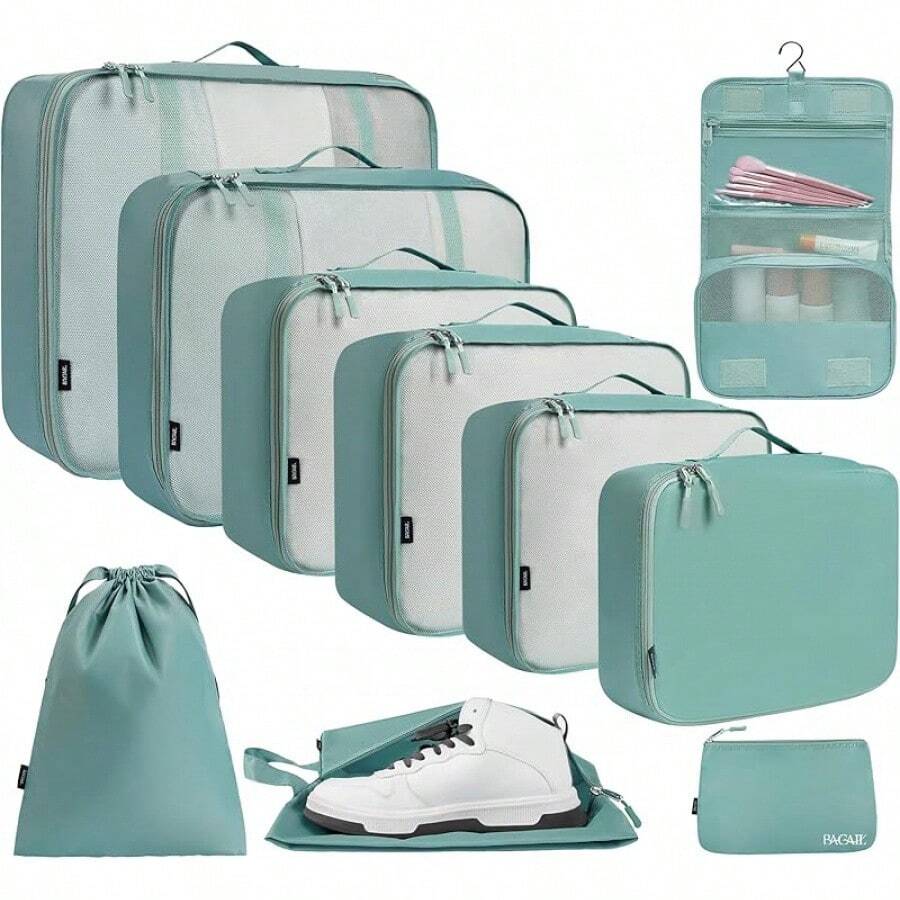 6/8/10 Set Packing Cubes For Travel Luggage Organizer - 10-dusty Blue - View 1