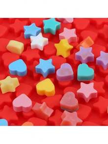1pc Chocolate Candy Mold, 148-Cavity Star & Heart Shaped Silicone Baking Tray For Dog Biscuits Or Treat Candy, Gummies, Cookies, Chocolate And Cute Snacks - Red - View 8