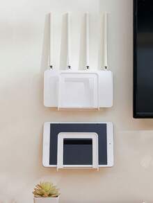 1/2pcs Wall Mount Router Storage Box, Wireless WiFi TV Box Holder Organizer For Living Room Bedroom, Router Holder Rack, Wall Mounted Network Device Holder, Drill-Free - Multicolor - View 7