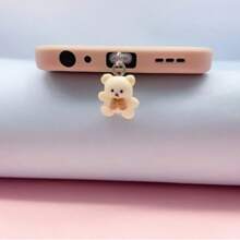 1pc/2pcs Bear Shaped Pendant Dust Plug Charg Port Stopper, Compatible With Apple & Type-C Phone Charging Port
