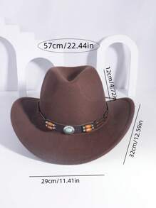 2 pièces Chapeau de cow-boy, chapeau de plage, chapeau Panama, chapeau de soleil, chapeau de cow-girl en feutre doux, fedora unisexe avec décoration de tête de bétail brodée, style bohème pour l'extérieur