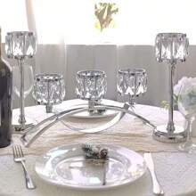 1pc 3-Arm Crystal Candle Holder, Arch Style Candle Stand, Home & Wedding Decor, Restaurant, Cabinet Display, Perfect Gift For Mother, Girlfriend, Room Decoration