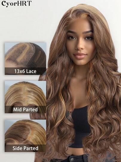 Music Festival 20 Inch 13*6 Lace Frontal Wigs Natural Long Body Wavy YaKi Extension Hair Wigs High Temperature Synthetic Lace Front Wig Black Brown Color For Women Used Cosplay Daily Party