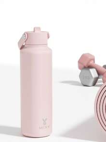 18盎司保温杯，带2个喷嘴盖和吸管，保温杯，保冷24小时，防漏，保温咖啡杯不锈钢旅行杯，双层不锈钢运动水瓶，适合运动、健身、旅行和上学 - 粉色 - 查看 9