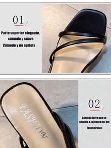 Las señoras de color sólido de tiras de tacón grueso de una palabra de la correa de la moda simple sandalias de tacón alto, señoras elegantes sandalias temperamento, verano nuevo popular elegante y suave temperamento zapatos de las señoras, se puede combinar con faldas, pantalones vaqueros y así sucesivamente - Rosa - Ver 5