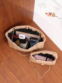 Fashion Women's Handbag Set, Includes Rhombus Quilted Tote Bag And Crossbody Bag, Stylish And Versatile Women Bag Set - Khaki - View 6