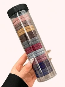 20pcs /80PCS Women's Assorted Candy Colored Black, White, Pink, Purple, Red, Yellow Solid Color Hair Ties, Fashionable Simple Style Hair Accessories For Daily, Work, Party, Face Washing, Bathing, Makeup, Clothing Matching Casual Hair Accessories