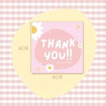 50Pcs 6cm*6cm Thank You Cards Cartoon Flower Greeting Postcards Multicolor Universal Gratitude Labels Event Ornament Home Decor