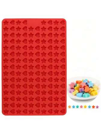 1 pieza Molde de silicona con 148 cavidades en forma de estrella y corazón para hacer galletas, dulces, gomitas, chocolates y aperitivos lindos para perros