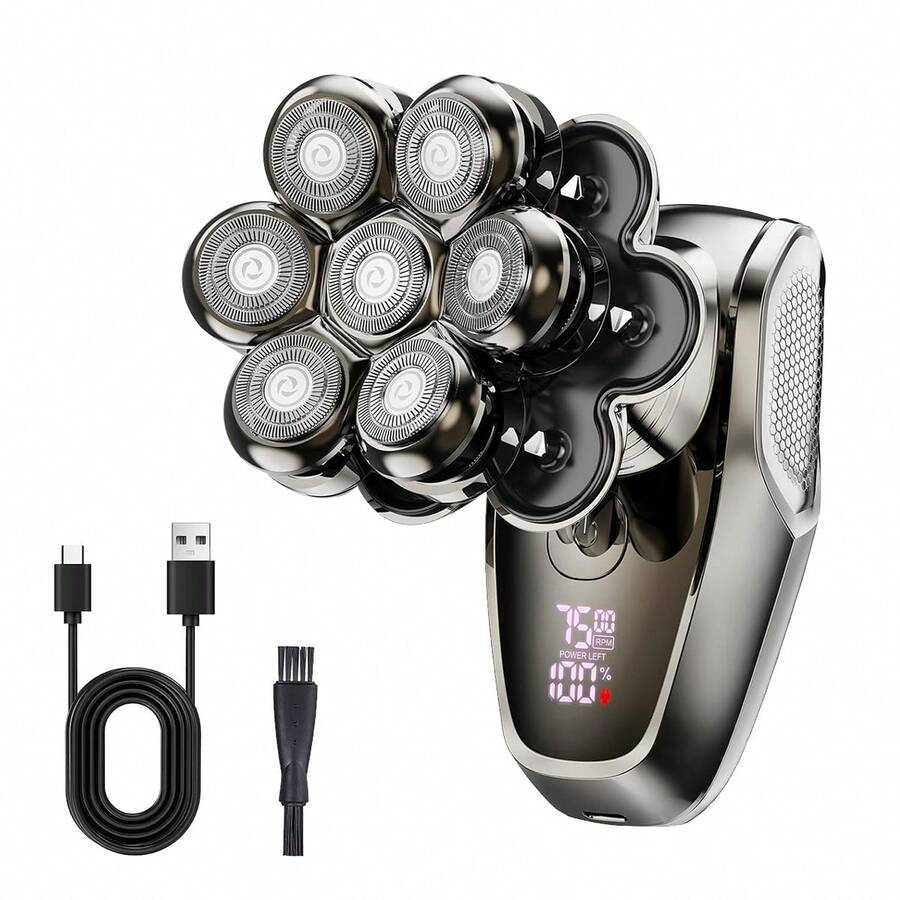 7D Head Shavers For Bald Men, Detachable Head Shaver LED Display Dry Wet Bald Head Shavers, IPX7 Waterproof Head Shavers With Type-C USB Charge - Black - View 1