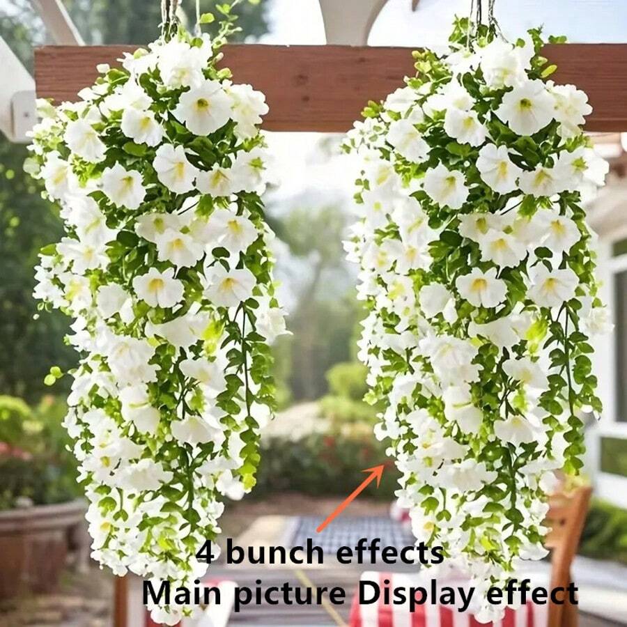 2 mazzi di fiori decorativi finti UV resistenti, piante artificiali adatte per casa, corridoio, giardino, tavolo da pranzo, soggiorno, decorazione per matrimoni e feste, decorazioni artificiali, piante finte, piante rampicanti finte, appendiabiti artificiali, fiori finti, decorazioni per matrimoni e feste, San Valentino