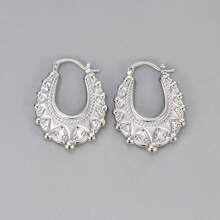 1 Pair 18k Gold Plated Stainless Steel Vintage Crown Horseshoe Earrings Fashion Simple Non Fading Women's Earrings Can Be Given As A Gift To Friends, Colleagues And Mothers