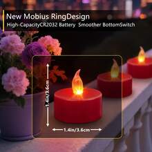 50 Pack Red Flameless LED Tea Lights - Battery Operated Flickering Candles For Halloween, Christmas, Weddings & Parties (No Flame No Smoke) - 紅色 - 查看 3