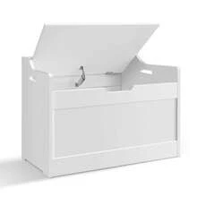 AutoFu Large Toy Box Room Storage White Wooden Bedroom Chest Lid Clothes Box, Toy Storage Organizer Chest Flip-Top Lid, Bedding Box Clothes Storage - White - View 8