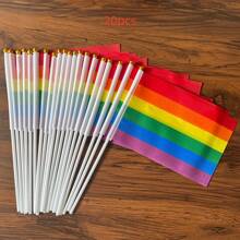 20pcs, Rainbow Pride Flag Small Mini Flag Lesbian Flag American Rainbow Flag Handheld LGBT Flag Rainbow Stick Gay And Girl Flag, Parade Party Decoration