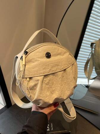Nylon Lightweight Commute Crossbody Round Bag, New Design Personal Shoulder Bag, Minimalist Handbag For Women