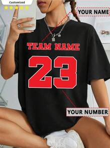 Große & Große Schwarze Rundhalsausschnitt T-Shirts - Personalisieren Sie Ihren ultimativen Fanblick | Benutzerdefinierte Name/Team/Spieler Optionen | Basketball Fußball American Football Eishockey Ausgabe | Ultra-bequeme Passform in Große Größen